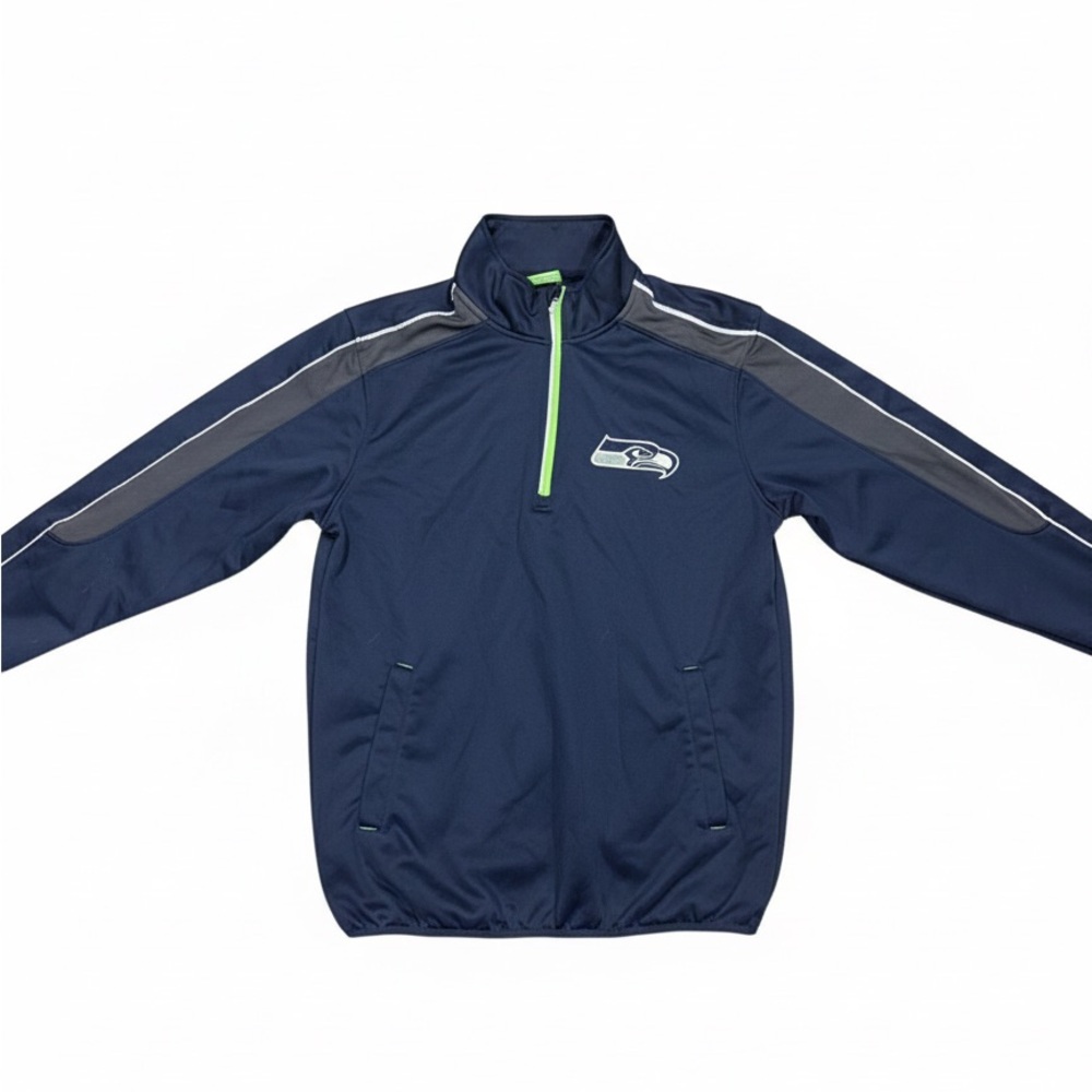 Vintage NFL Seattle Seahawks Navy quarter-zip Hoodie, size large
